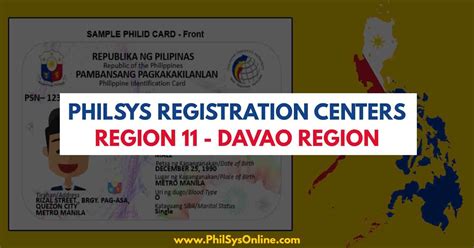 List of PhilSys Registration Centers in Region 11 (Davao Region).